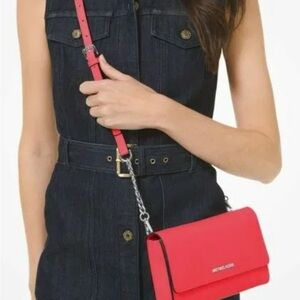 Michael Kors Red Crossbody Bag with Gold Hardware